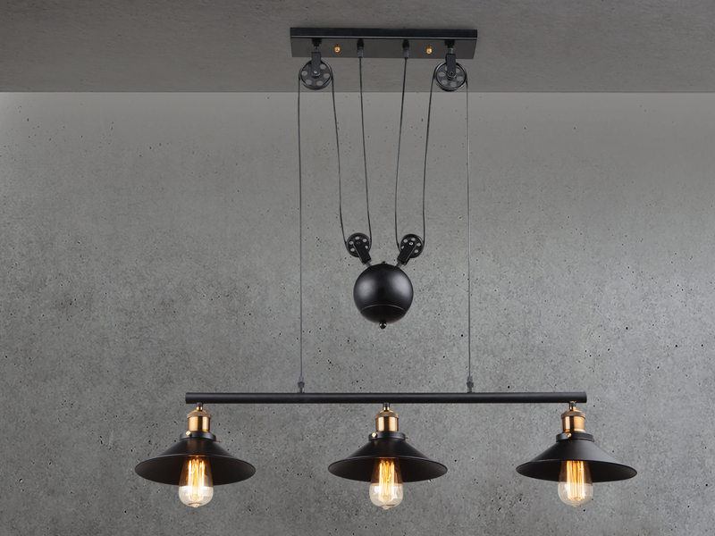 Zugpendelleuchte LENIUS 3-flammig höhenverstellbar bis 180cm, Breite 92cm