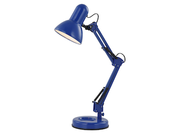 Auffällige Schreibtischlampe FAMOUS, Metall blau, beweglich, E27 Fassung
