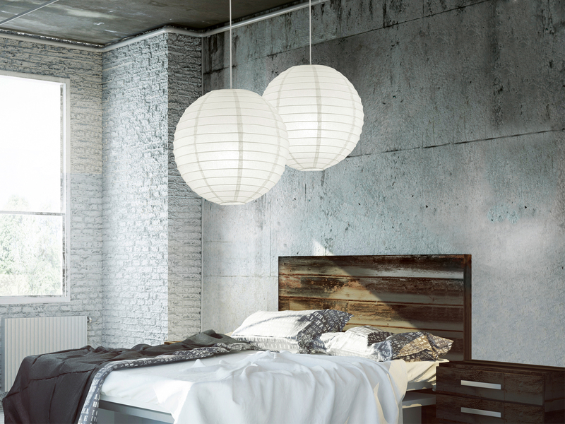 Pendelleuchte Japan-Kugel Papier Lampion weiß mit dimmbarer LED, Ø 40cm