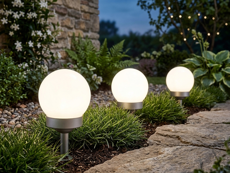 LED Solarkugeln Garten - 3er SET, Leuchtkugel Ø 10cm mit Erdspieß