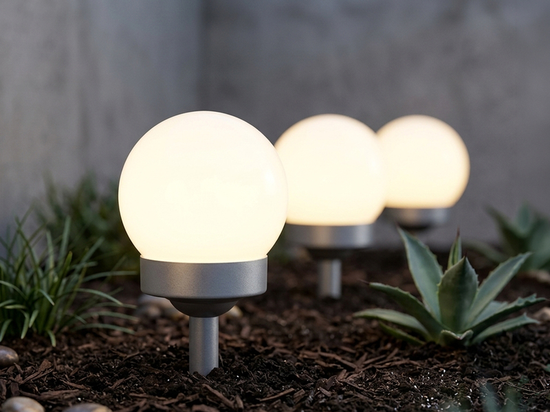 LED Solarkugeln Garten - 3er SET, Leuchtkugel Ø 10cm mit Erdspieß