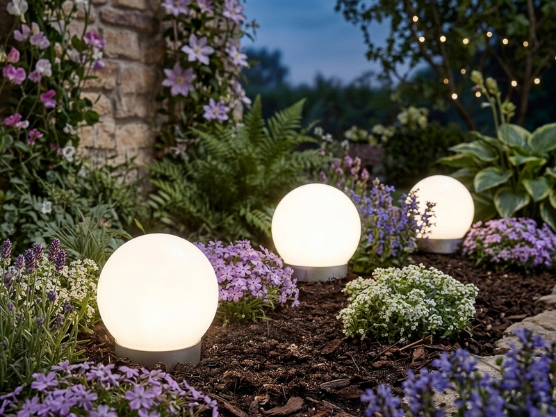 LED Solarkugeln Garten - 3er SET, Leuchtkugel Ø 10cm mit Erdspieß