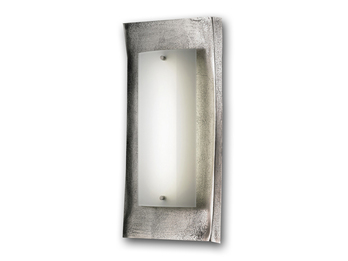 LED Wandleuchte innen CALAIS 42cm lang, Silber antik mit Opalglas