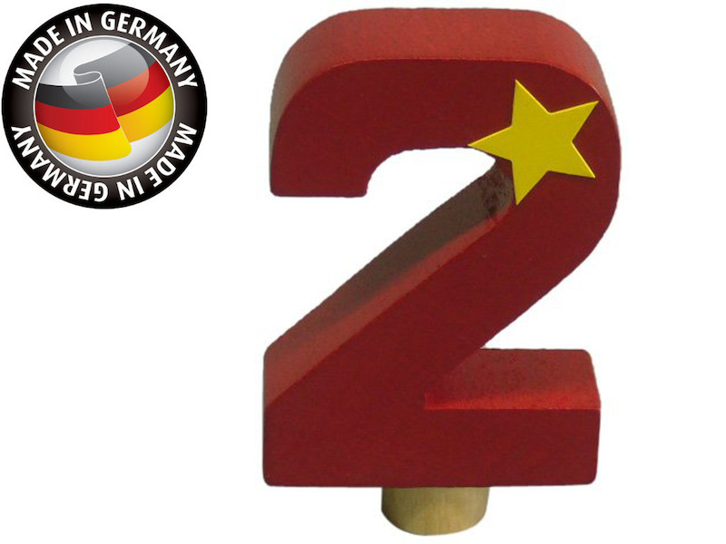 Geburtstagszahl aus Holz, passend für Niermann-Dekoartikel, Happy-Zahl 2