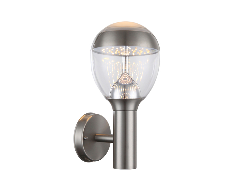 Ausgefallene LED Außenwandleuchte CALLISTO aus Edelstahl in Silber, Höhe 32cm