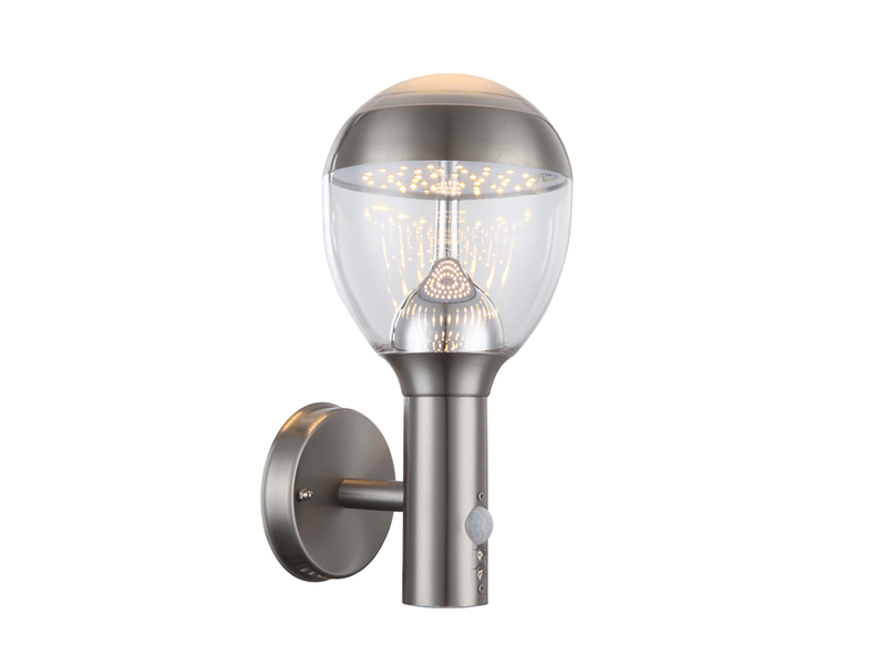 LED Außenwandleuchte CALLISTO mit Bewegungsmelder in Silber, Höhe 32cm