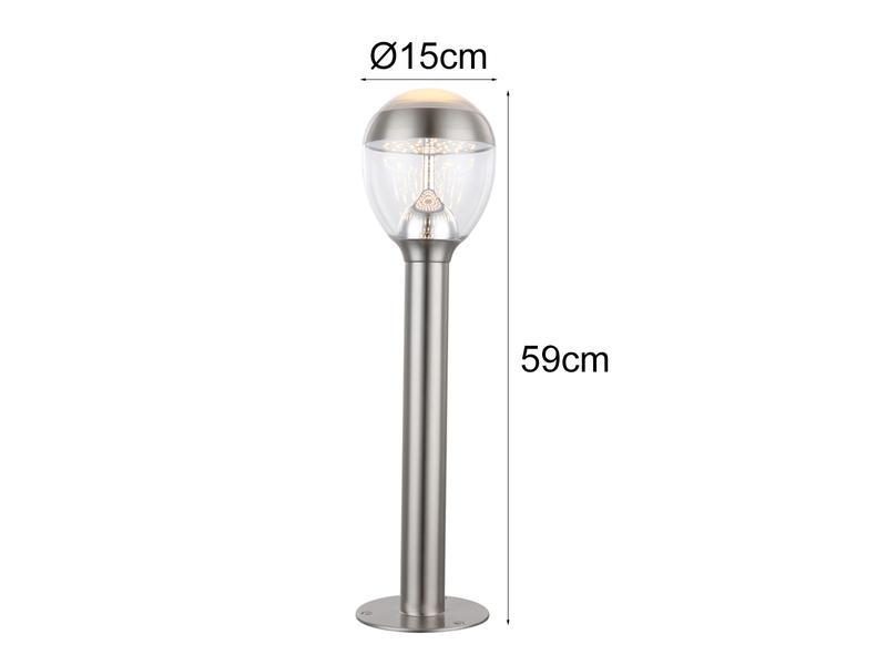 Ausgefallene LED Wegeleuchte CALLISTO aus Edelstahl in Silber, Höhe 59cm
