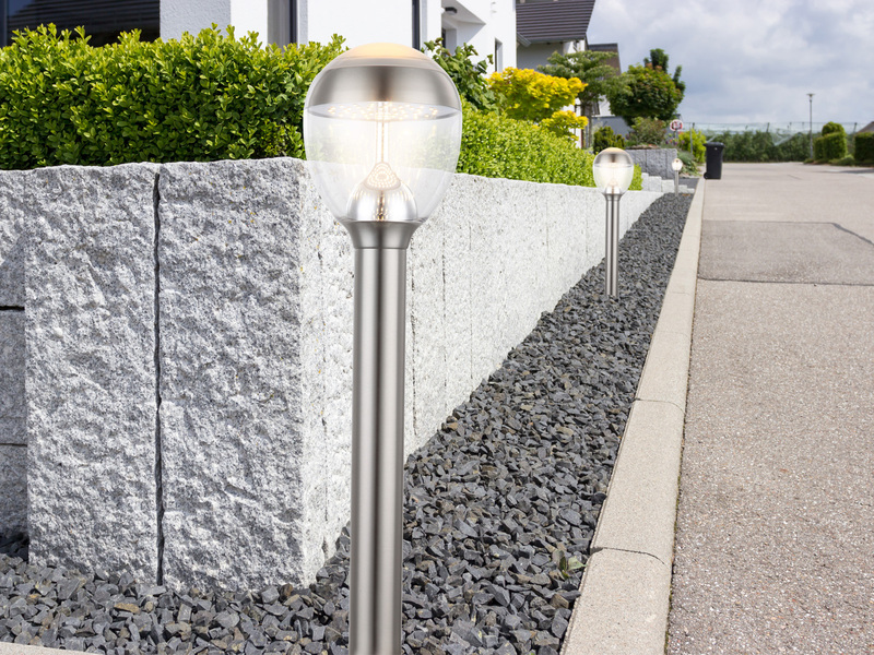 Ausgefallene LED Wegeleuchte CALLISTO aus Edelstahl in Silber, Höhe 59cm