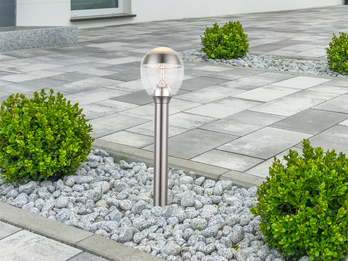 Ausgefallene LED Wegeleuchte CALLISTO aus Edelstahl in Silber, Höhe 59cm