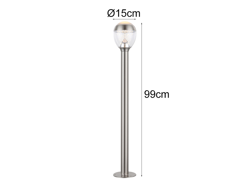Ausgefallene LED Wegeleuchte CALLISTO aus Edelstahl in Silber, Höhe 99cm