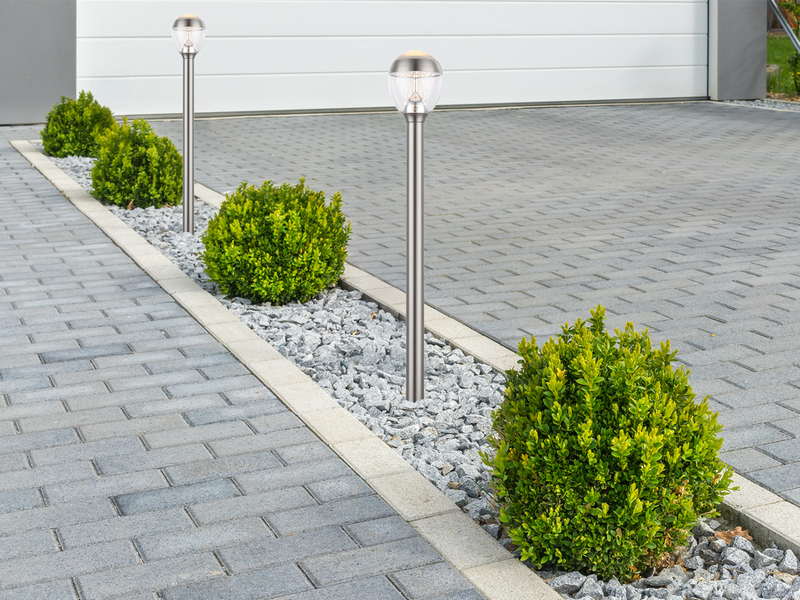 Ausgefallene LED Wegeleuchte CALLISTO aus Edelstahl in Silber, Höhe 99cm