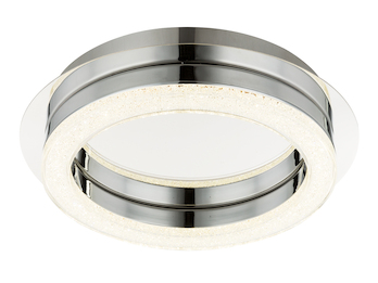 Kleine LED Deckenleuchte SPIKUR Silber Chrom mit Kristall Ø 28cm