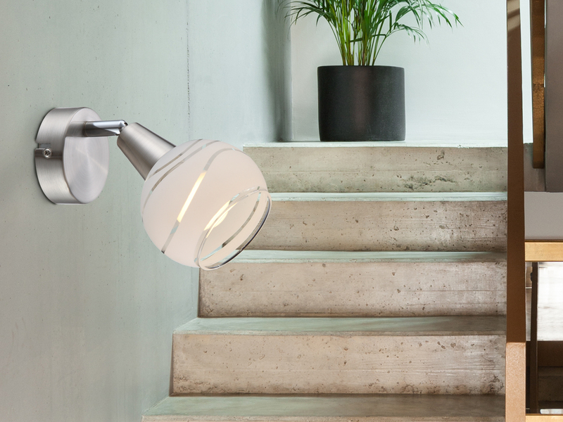LED Wandstrahler ELLIOTT mit Glasschirm satiniert, Breite 9,7cm