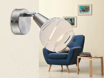 LED Wandleuchte ELLIOTT mit Glasschirm satiniert, Breite 9,7cm