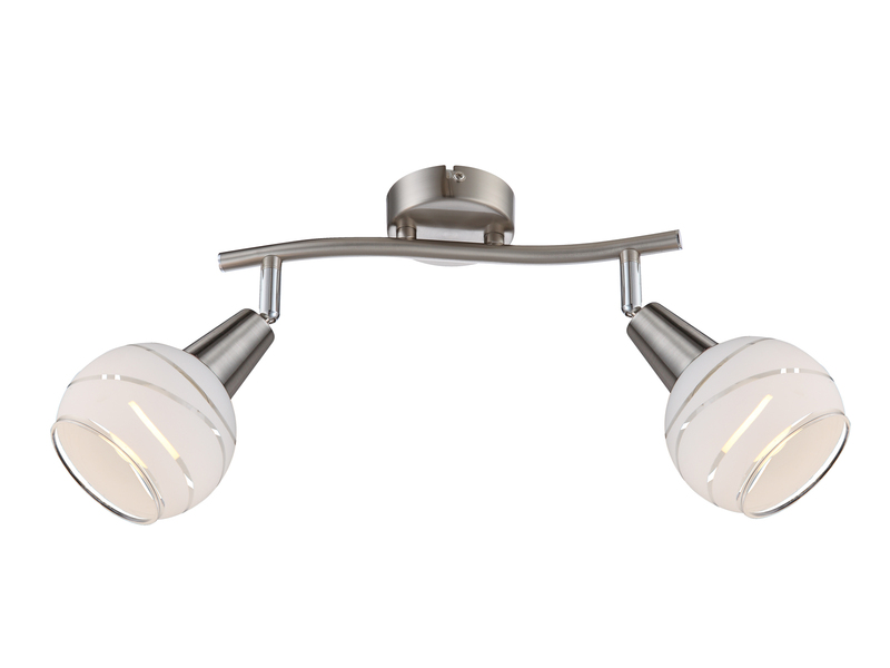 LED Deckenstrahler ELLIOTT 2-flammig, Glasschirme satiniert, Breite 28cm