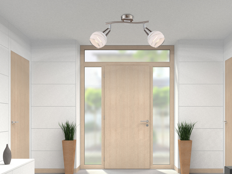 LED Deckenstrahler ELLIOTT 2-flammig, Glasschirme satiniert, Breite 28cm