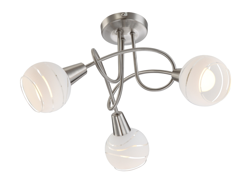 LED Deckenleuchte ELLIOTT 3-flammig, Glasschirme satiniert, Ø 39cm