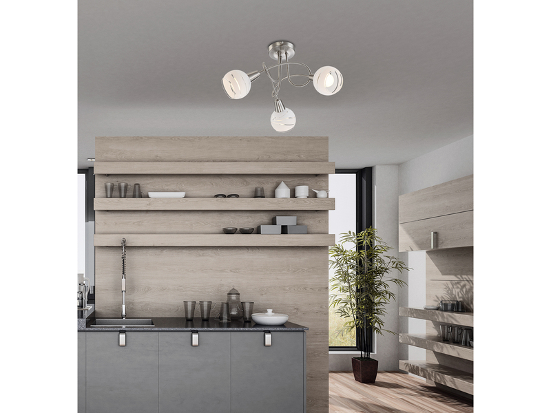 LED Deckenleuchte ELLIOTT 3-flammig, Glasschirme satiniert, Ø 39cm