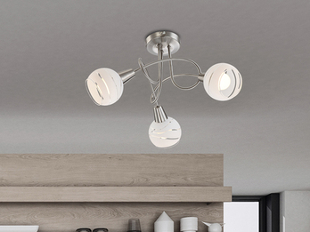 LED Deckenleuchte ELLIOTT 3-flammig, Glasschirme satiniert, Ø 39cm