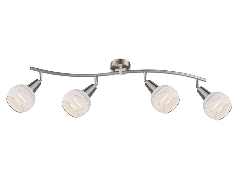 LED Deckenstrahler ELLIOTT 4-flammig, Glasschirme satiniert, Breite 70cm