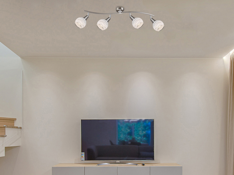 LED Deckenstrahler ELLIOTT 4-flammig, Glasschirme satiniert, Breite 70cm
