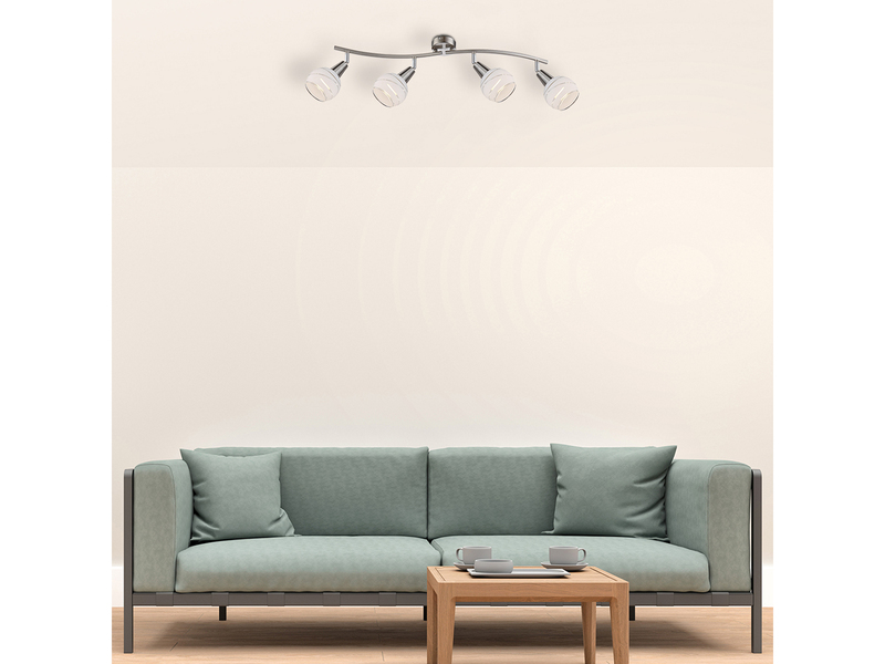 LED Deckenstrahler ELLIOTT 4-flammig, Glasschirme satiniert, Breite 70cm