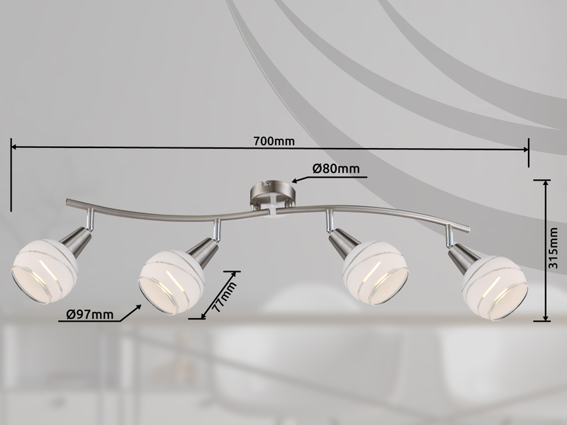 4-flammige LED Deckenlampe / Deckenstrahler ELLIOTT mit satinierten Schirmen
