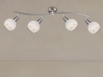 LED Deckenstrahler ELLIOTT 4-flammig, Glasschirme satiniert, Breite 70cm