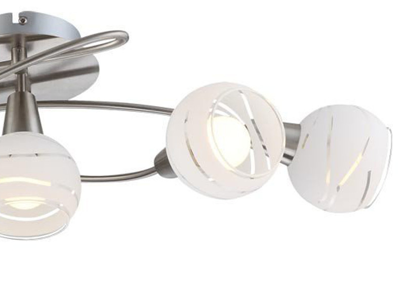 LED Deckenleuchte ELLIOTT 5-flammig, Glasschirme satiniert, Breite 62,4cm