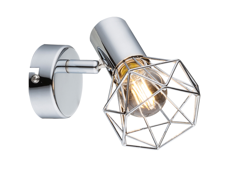 Wandstrahler XARA Gitter Silber Chrom Industrial, Breite 10cm