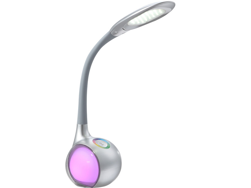 Flex LED Schreibtischlampe TARRON silber, dimmbar, Sockel mit Farbwechsel