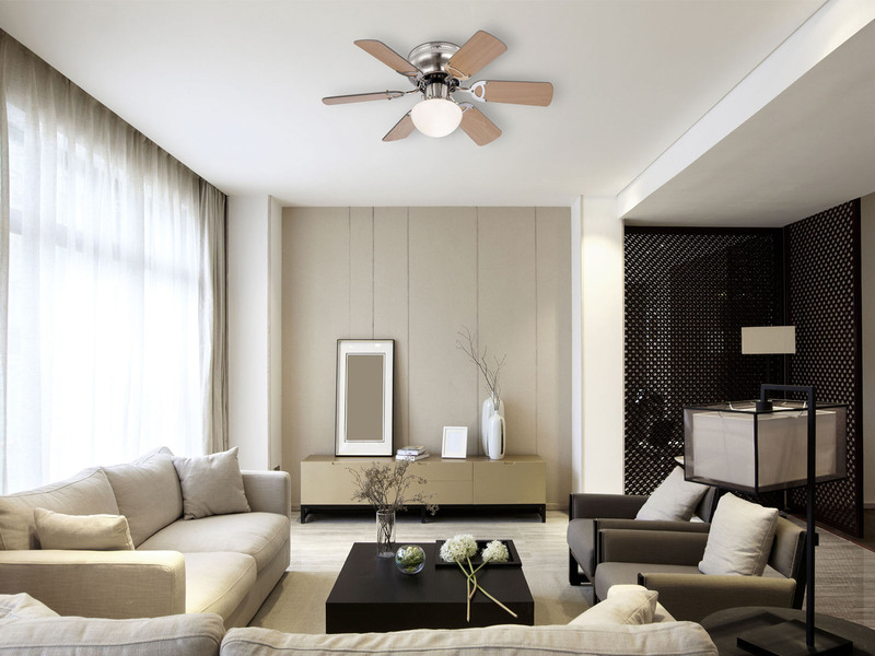Deckenventilator UGO mit Licht und Zugschalter leise, Ahorn/Graphit Ø 76cm