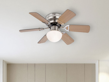 Deckenventilator UGO mit Licht und Zugschalter leise, Ahorn/Graphit Ø 76cm
