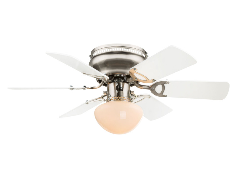 Deckenventilator UGO mit Licht und Zugschalter leise, Weiß/Graphit Ø 76cm