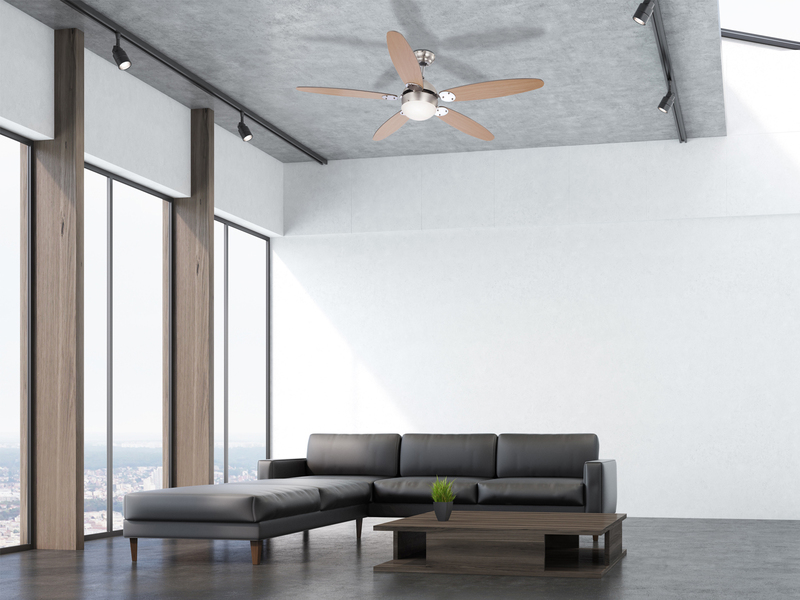 Deckenventilator AZURA mit Licht und Zugschalter leise, 2 Flügelfarben, Ø132cm