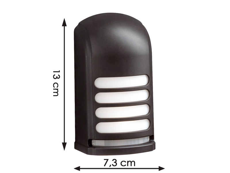 LED Außenwandleuchte PRATO mit Bewegungsmelder & Batterie, Schwarz, H 13cm