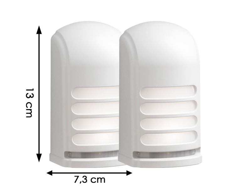 2er-Set LED Außenwandleuchte mit Bewegungsmelder & Batterie, Weiß, H 13cm