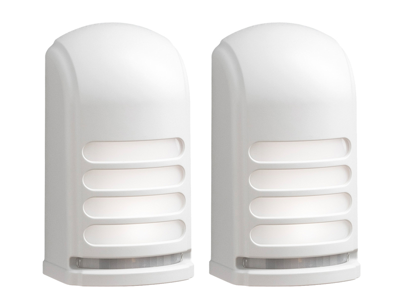 2er-Set LED Außenwandleuchte mit Bewegungsmelder & Batterie, Weiß, H 13cm