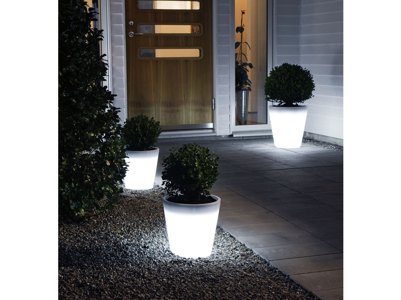 Beleuchteter Pflanzkübel 2er Set Outdoor LED Blumentopf Ø 37cm Terrassenleuchten