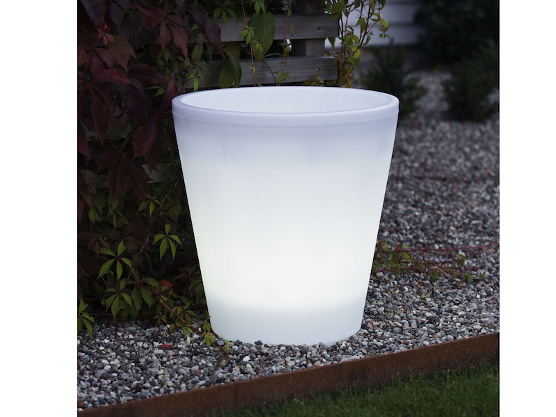 Beleuchteter Pflanzkübel Set Outdoor LED Blumentopf Ø 28cm & 37cm Terrassenlampe