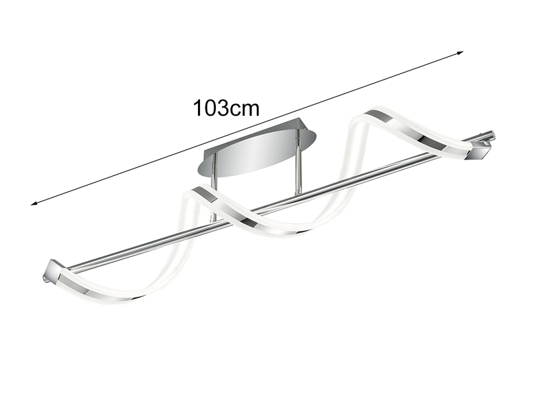 LED Deckenleuchte SYDNEY in Silber Chrom, dimmbar, Breite 103cm