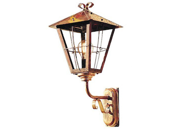 Außenwandleuchte / Laterne FENIX, Kupfer massiv / Glas rauchfarben, E27
