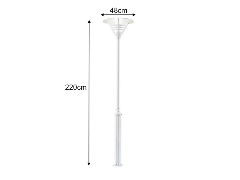 Mastleuchte / Gartenlaterne GEMINI, Höhe 220 cm, E27, Alu weiß / Opalglas