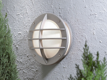Außenwandleuchte ODEN, Aluminium Silbergrau & Acrylglas Weiß, Ø 31cm