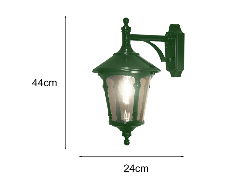 Außenwandleuchte VIRGO Laterne hängend Aluminium Grün, Höhe 44cm