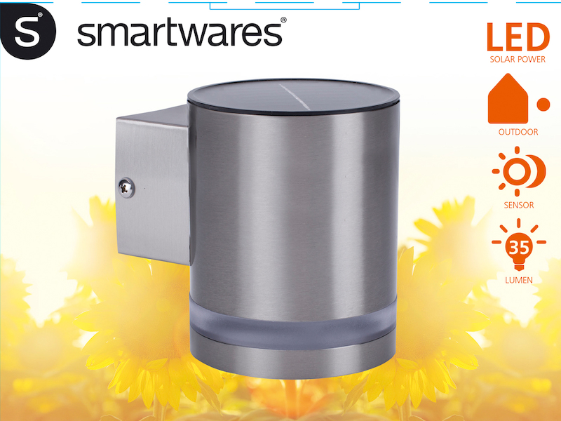 Solar Außenwandleuchte Edelstahl, Höhe ca. 12 cm, Dämmerungssensor