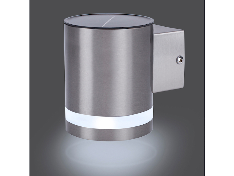 Solar Außenwandleuchte Edelstahl, Höhe ca. 12 cm, Dämmerungssensor
