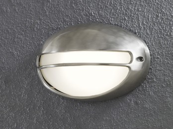 Dimmbare Außenwandleuchte TORINO oval, Aluminium / Acrylglas opal