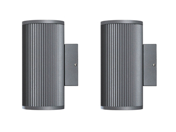 2er SET Außenwandlampen Up & Downlight Aluminium Grau, H 20,5cm