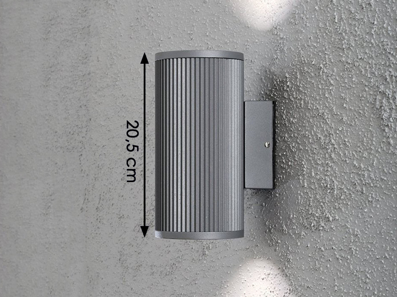 Außenwandleuchte SIRACUSA Up & Downlight Aluminium Grau, H 20,5cm